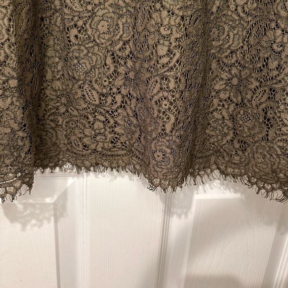 Banana Republic Army Green Lace Dress with Fringe Hem & Sleeves - Picture 5 of 5